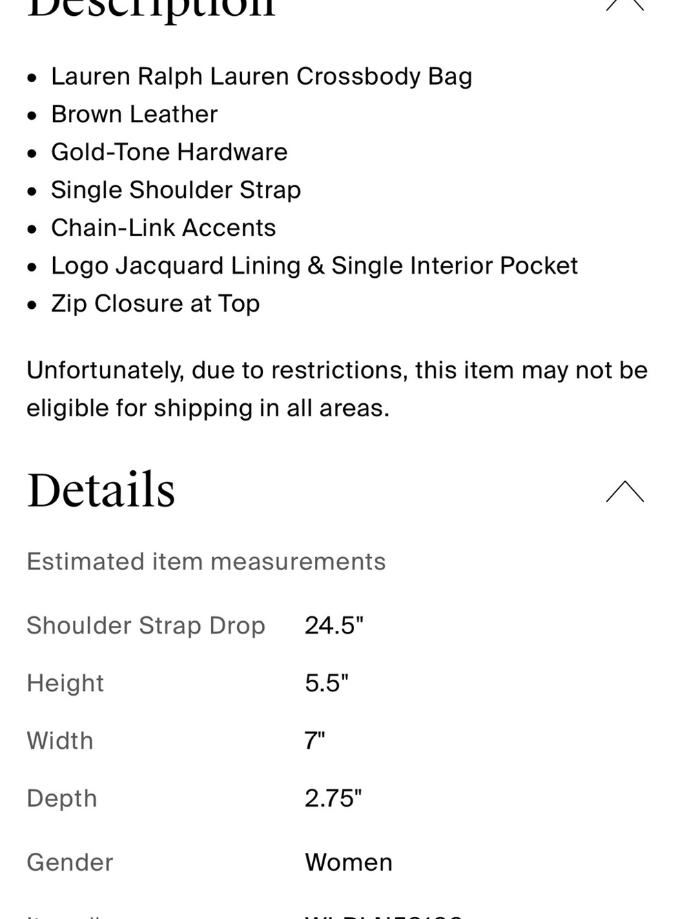 Ralph Lauren Tan RL Leather Crossbody Bag - Picture 8 of 8